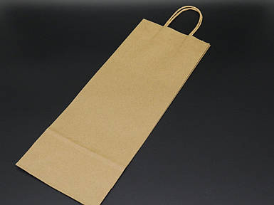 Одноразові паперові пакети з крафтового паперу з ручками 12х36х9см