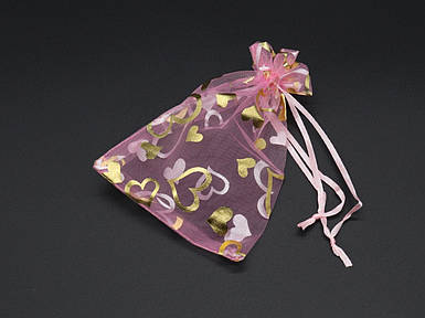 Мішечок з органзи подарунковий однотонний колір світло-рожевий. 10х14см