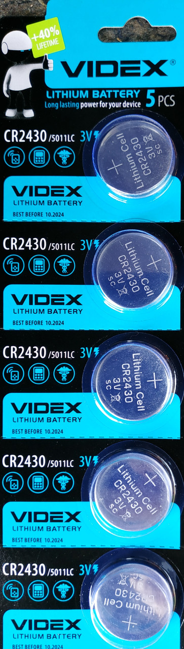 Літієва Батарейка Videx CR2430 5pcs BLISTER CARD