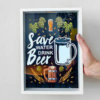 Копилка для крышек от пива Save water drink beer подарок