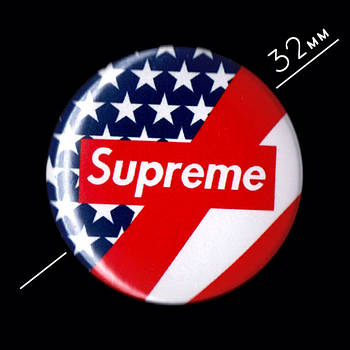 "Supreme" значок круглий на булавці Ø32 мм