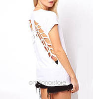 Женская футболка с крыльями на спине DSTWJMX белый, XL