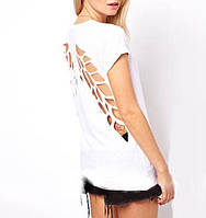Женская футболка с крыльями на спине DSTWJMX белый, XXL