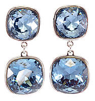 Серьги Xuping Родий с кристаллами Swarovski пусеты "Кристаллы огранки "подушечка" Denim Blue"