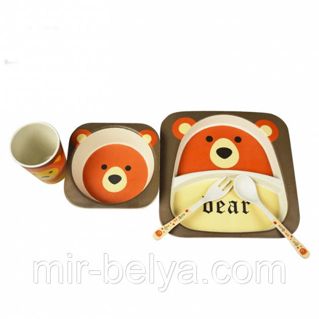 НАБІР БАМБУКОВИХ Набір дитячої бамбуковій посуду 5 предметів СУДИ, фото 1