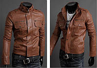 Мужская куртка из искусственной кожи осень - весна светло-коричневый, M