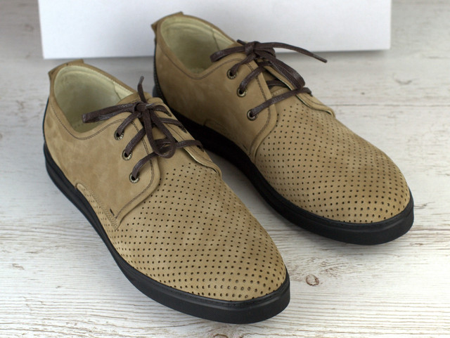 Кроссовки летние бежевые слипоны мужская обувь больших размеров Rosso Avangard Slip-On Beige NUB Perf BS