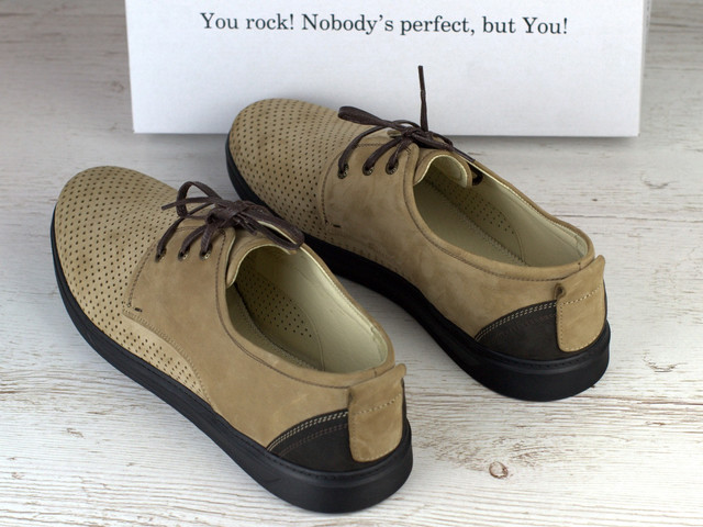 Кроссовки летние бежевые слипоны мужская обувь больших размеров Rosso Avangard Slip-On Beige NUB Perf BS