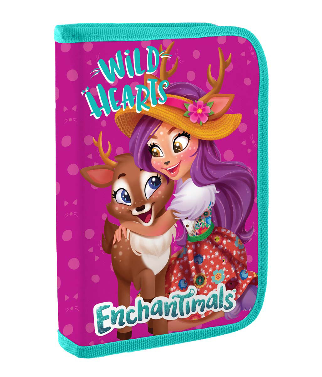 Пенал твердий одинарний з двома клапанами 1Вересня НР-04 "Enchantimals"