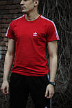 Спортивний літній чоловічий комплект Adidas Адідас футболка шорти бавовна червона весна літо Київ, фото 3