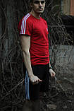 Спортивний літній чоловічий комплект Adidas Адідас футболка шорти бавовна червона весна літо Київ, фото 4