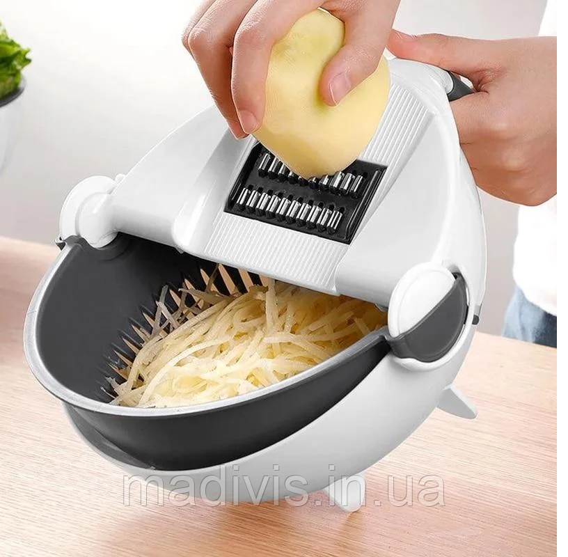 Багатофункціональна обертова овочерізка з друшляком, 7 в 1, фото 1