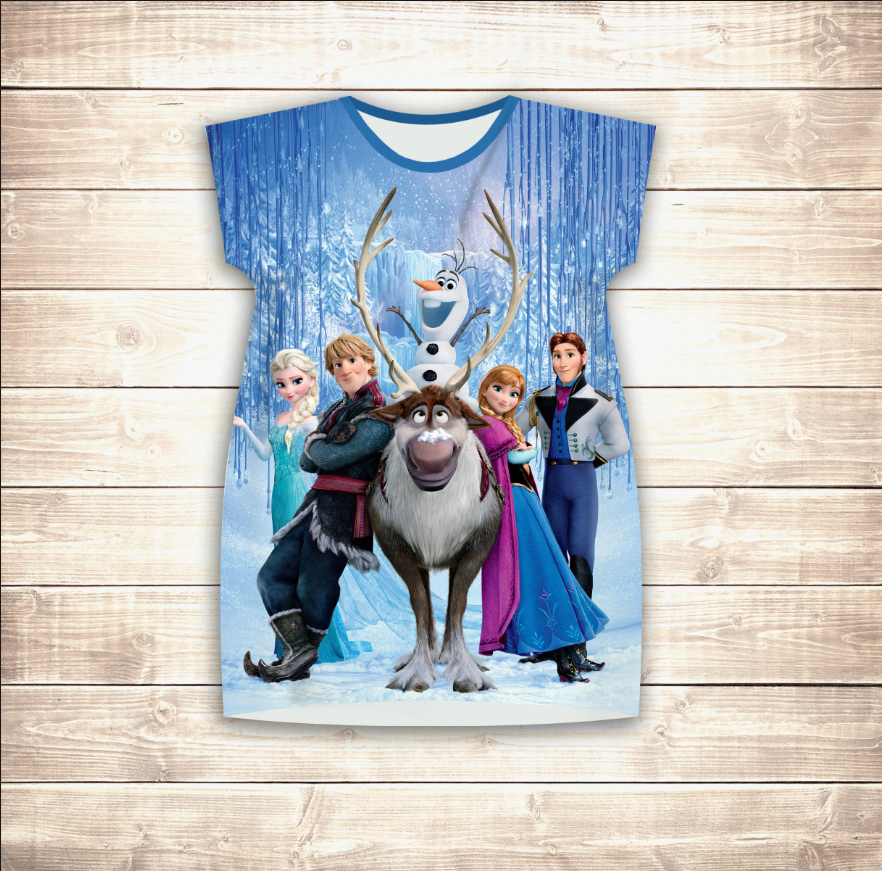 Плаття-туніка 3D FROZEN Холодне серце, всі герої (для дівчат і жінок)