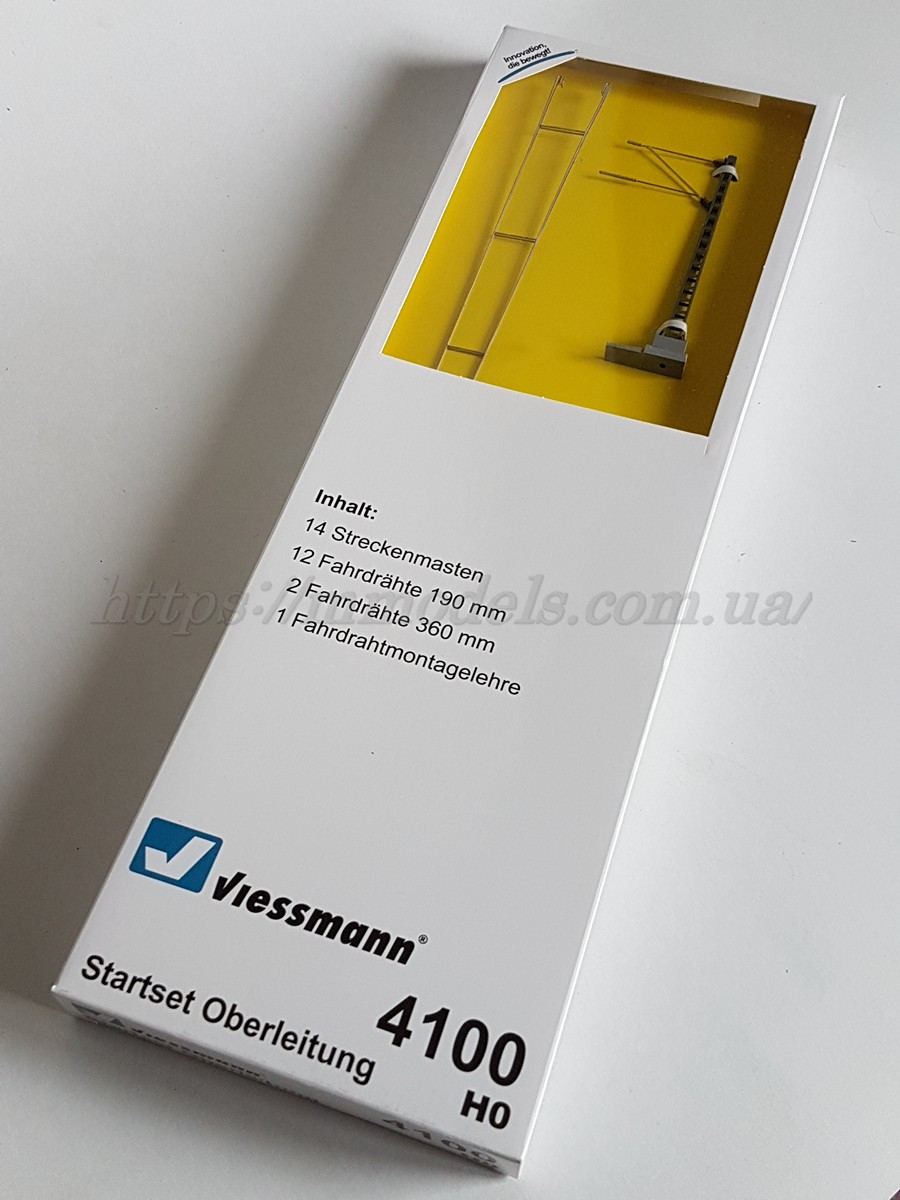 Viessmann 4100 Стартовий набір контактної мережі розміром 112 см х 76 см, масштабу 1/87, H0
