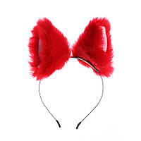 Вушка на обручі Червоні пухнасті | Red fluffy