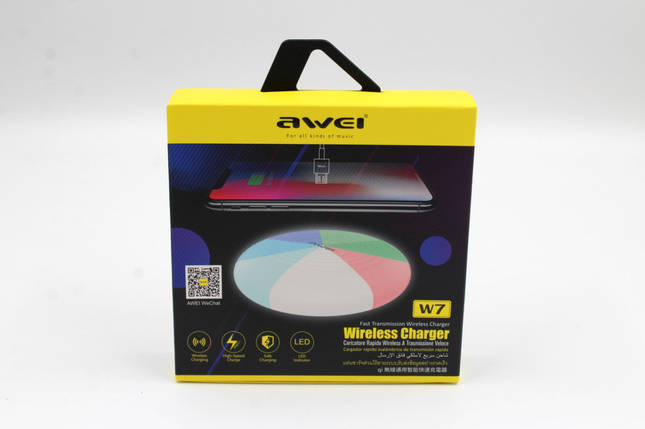 Адаптер для бездротового телефону 10W 7 COLOR AWEI W7 + WIRELESS CHARGE, фото 2