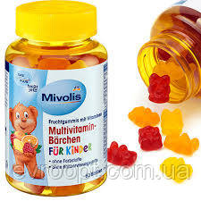 Жувальні мультивітаміни для дітей Mivolis Multivitamin-Bärchen für Kinder, 60 шт., фото 1