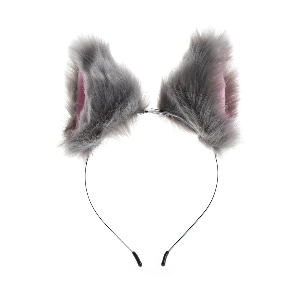 Вушка на обручі Сірі пухнасті | Gray fluffy