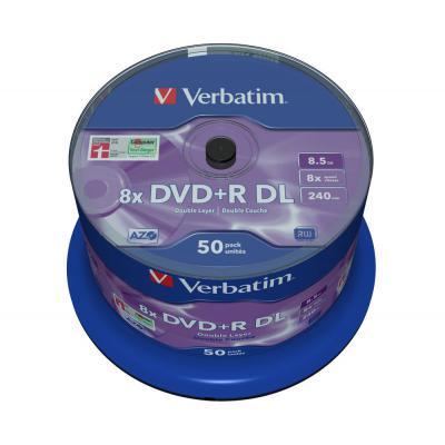 Диск DVD Verbatim 8.5Gb 8X CakeBox 50 шт MATT SILVER SURFACE (43758), фото 1