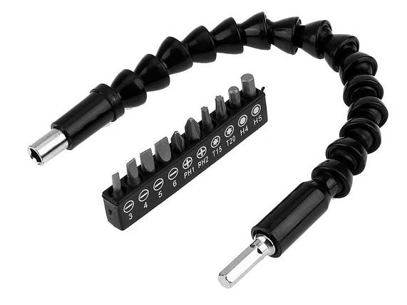 Гнучкий подовжувач з насадками\бітами для викрутки 10в1 FEXIBLE SCREW TOOL, фото 2
