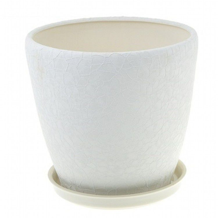 Горщик керамічний для пересадки квітів Грація №1 шовк оранж білий