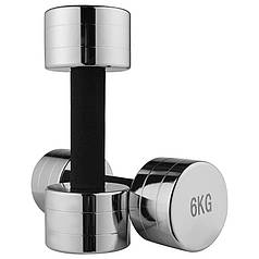 Фитнес гантель хромированная 6 кг с неопреновой защитой на ручке 1шт.