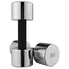 Фитнес гантель хромированная 8кг с неопреновой защитой на ручке 1шт.