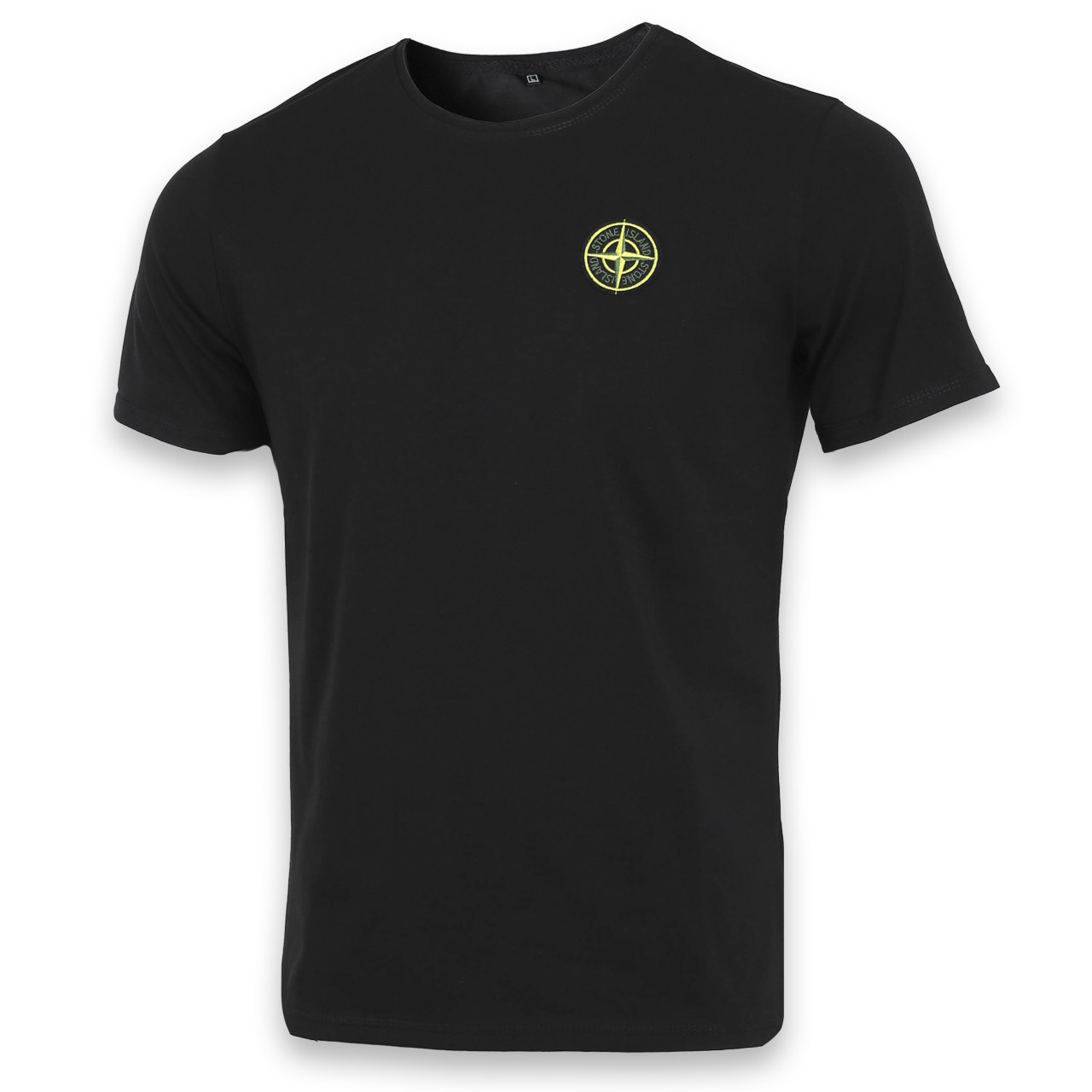Футболка чоловіча чорна STONE ISLAND з патчем Ф-10 BLK XL(Р) 20-813-020