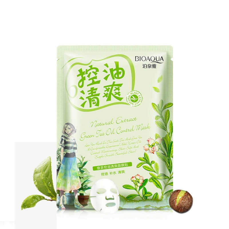 Тканинна маска Bioaqua з екстрактом зеленого чаю Natural Green Tea Extract Oil Control Mask