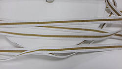 Тесьма Стрічка Репс 10мм білий+1п темно-бежевая бобіна 50м