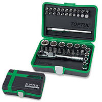 Набір біт і головок із тріскачкою TOPTUL 1/4" 41ед. (12-гр.) GADW4502 ORG