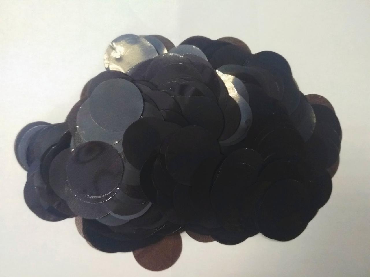 Аксесуари для свята конфеті кружечки чорний 23 мм х 23 мм 100 грам, фото 1