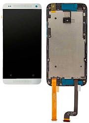 Дисплей для HTC Desire 601 315n, модуль в зборі (екран і сенсор), з рамкою, оригінал Білий