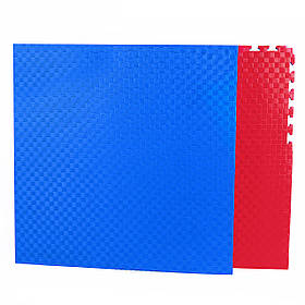 Мат татамі Eva-Line Extra Quality синій/червоний 100*100*4 см Плетінка 100 кг/м3 1 сорт