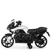 Дитячий електромотоцикл білий із чорним з MP3 Bambi M 3832EL-1, фото 4