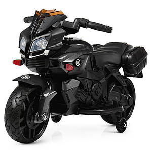 Дитячий електромотоцикл чорний шкіряне сидіння BMW Bambi 3832ELM-2