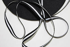 Тесьма Стрічка Репс 10мм чорний+1п біла бобіна 50м