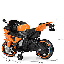 Дитячий мотоцикл Yamaha R1 Bambi M 4183-7 на 2 мотори жовтогарячий, фото 3
