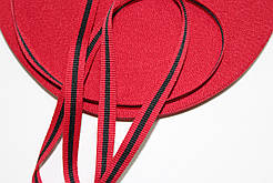 Тесьма Стрічка Репс 10мм червоний+1п чорний бобіна 50м