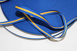 Тесьма Стрічка Репс 10мм волошка+1п жовтий бобіна 50м