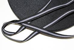 Тесьма Стрічка Репс 10мм чорний+1п сірий бобіна 50м