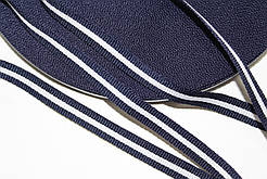 Тесьма Стрічка Репс 10мм синій+1п білий бобіна 50м