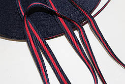 Тесьма Стрічка Репс 10мм синій+1п червоний бобіна 50м