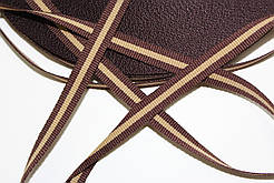 Тесьма Стрічка Репс 10мм коричневий+1п бежевий бобіна 50м