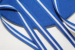 Тесьма Стрічка Репс 10мм волошка+1п білий бобіна 50м