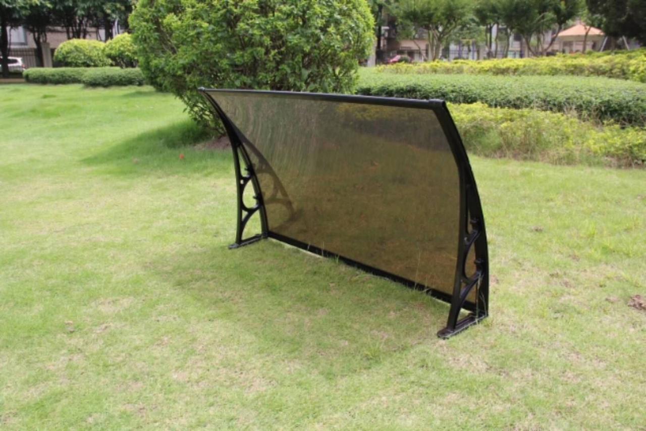 Козирок 1х1,2м навіс з полікарбонату стільникового з кронштейнами і кріпленням бронза, фото 1