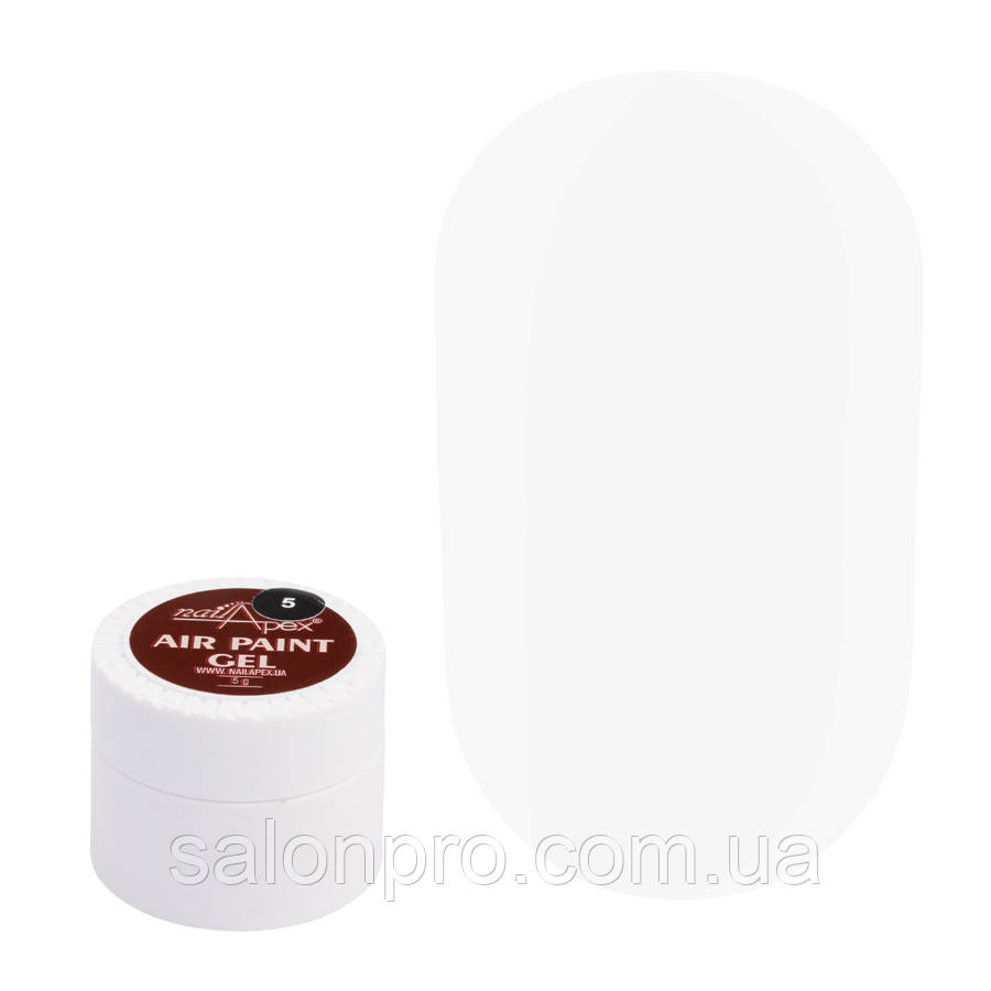 Гель-фарба для аеропуфінгу Nailapex Air Paint Gel № 01 біла, 5 г