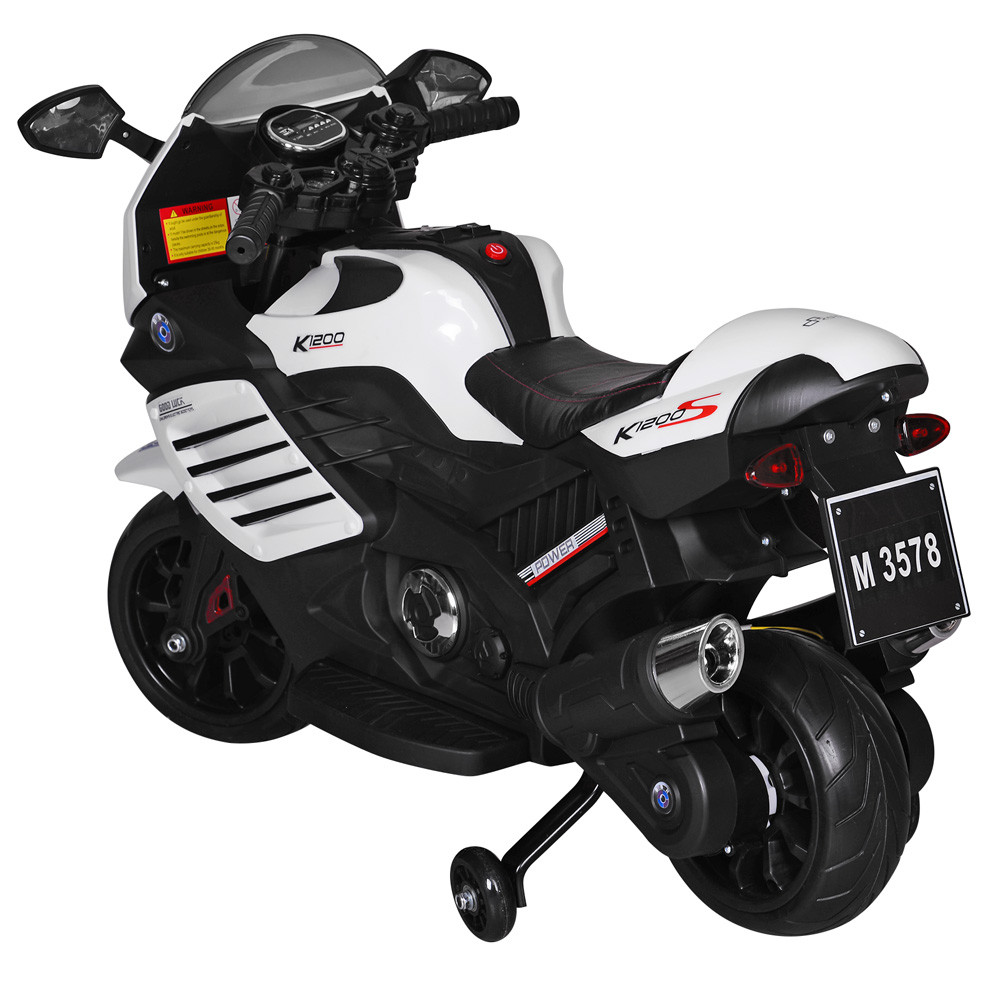 Електромотоцикл дитячий білий Bambi M 3578EL-1 2 мотори 20W