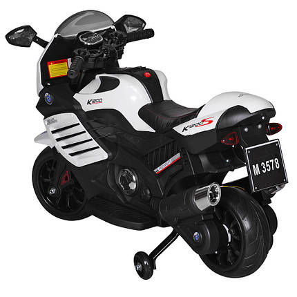 Електромотоцикл дитячий білий Bambi M 3578EL-1 2 мотори 20W, фото 1