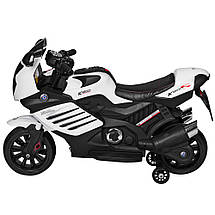 Електромотоцикл дитячий білий Bambi M 3578EL-1 2 мотори 20W, фото 4